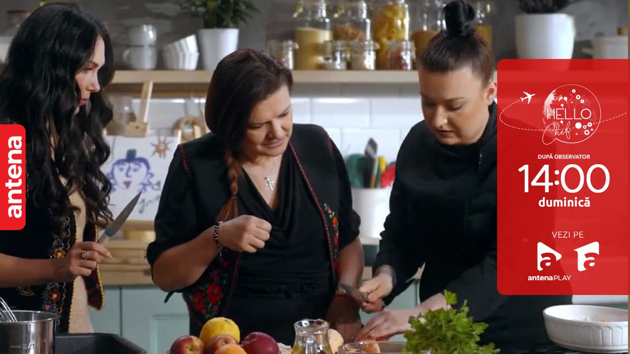 Hello Chef sezonul 4, 6 noiembrie 2022. Roxana Blenche, Maria Buză și Jazzy Jo au preparat friptură de porc cu mere
