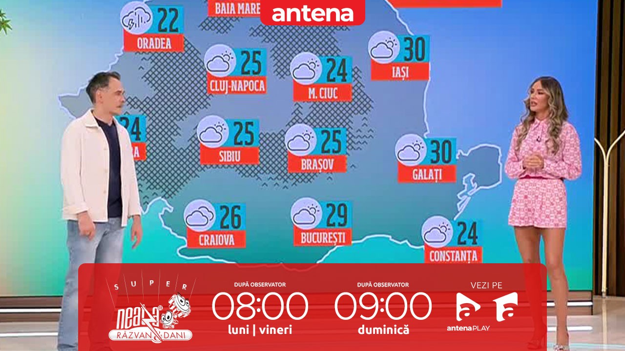 Super Neatza, 22 mai 2024. Prognoza meteo cu Diana Munteanu: Sunt anunțate ploi și intensificări ale vântului