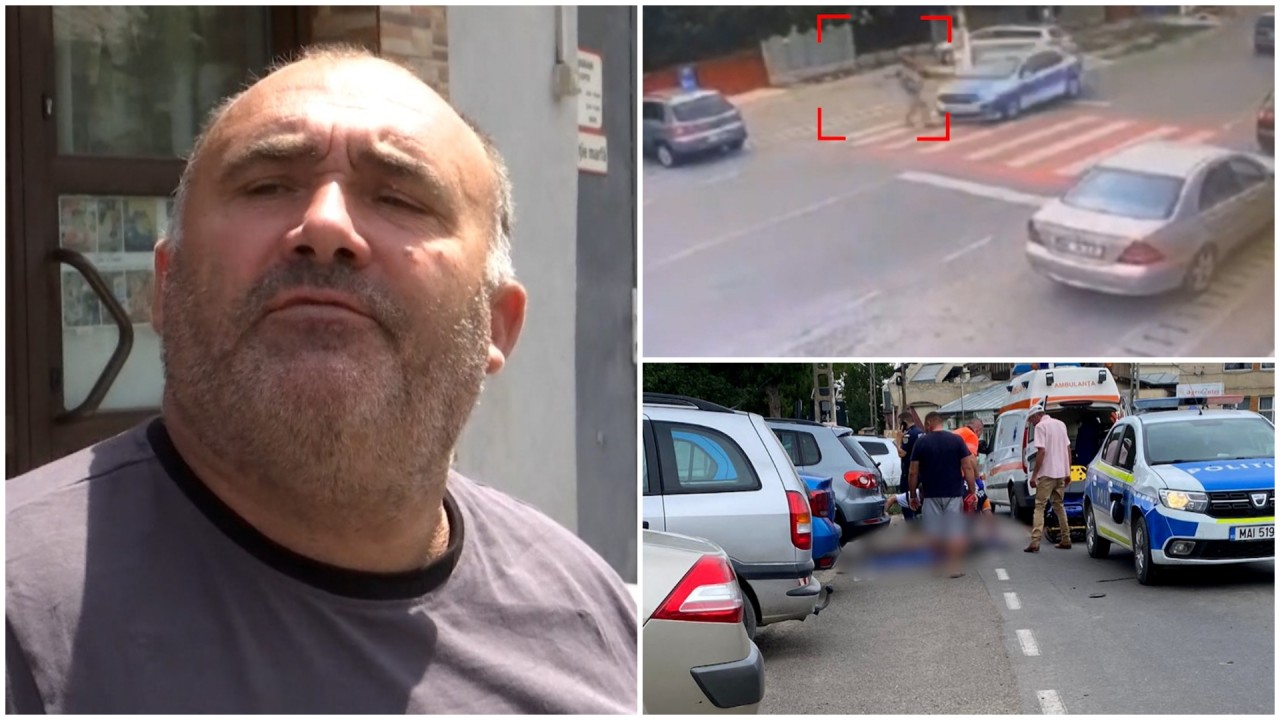 Momentul în care un polițist din Galați lovește violent cu mașina un pieton, pe trecere: 