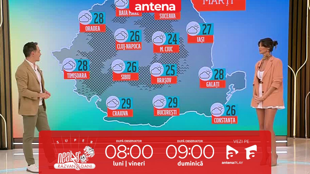 Super Neatza, 24 septembrie 2024. Prognoza meteo cu Ramona Olaru: Înnorări şi ploi slabe în jumătatea de vest a țării