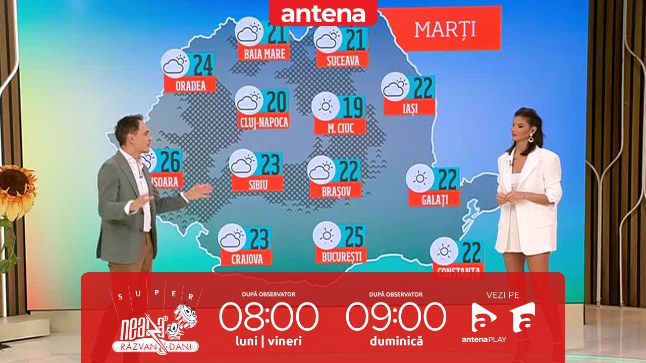 Super Neatza, 8 octombrie 2024. Prognoza meteo cu Ramona Olaru: Maximele termice vor atinge 26 de grade