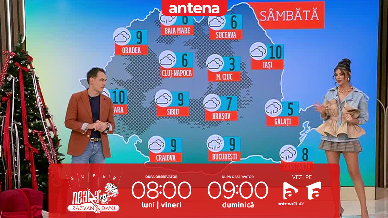 Super Neatza, 5 decembrie 2024. Prognoza meteo cu Ramona Olaru: Cer acoperit şi precipitaţii slabe