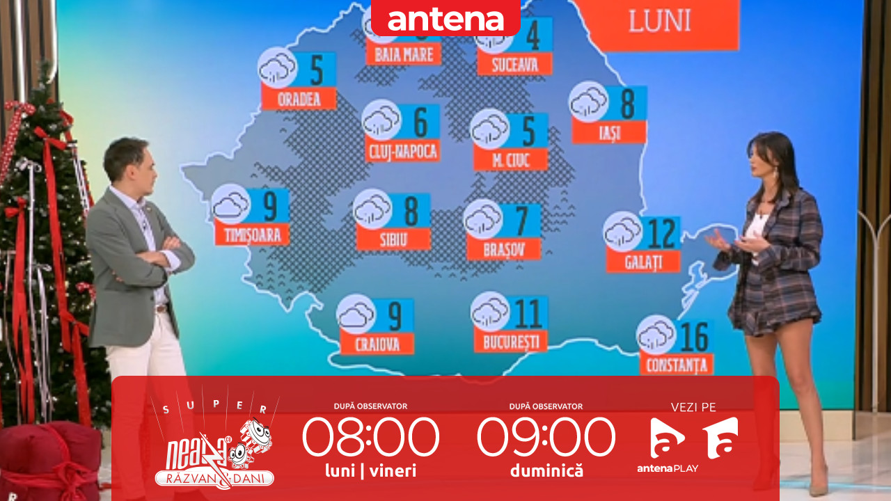 Super Neatza, 9 decembrie 2024. Prognoza meteo cu Ramona Olaru: Cer acoperit și precipitații în cea mai mare parte din țară