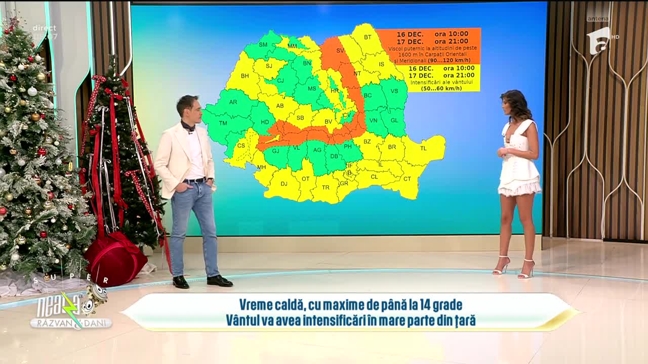 Super Neatza, 17 decembrie 2024. Prognoza meteo cu Ramona Olaru: Vreme caldă, cu maxime de până la 14 grade