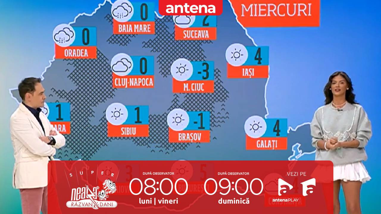 Super Neatza, 15 ianuarie 2025. Prognoza meteo cu Ramona Olaru: Vreme friguroasă, cu maxime de până la 5 grade