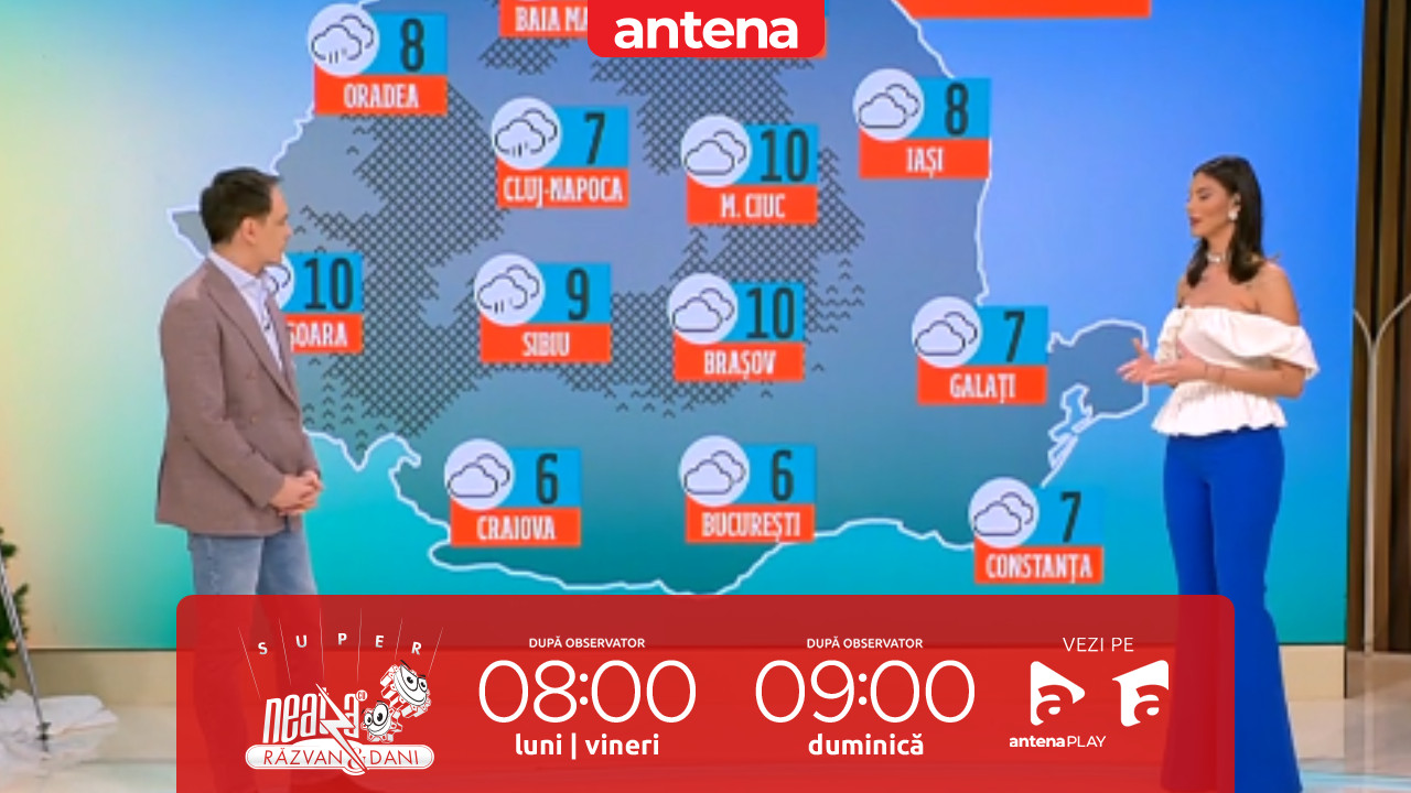 Super Neatza, 28 februarie 2025. Prognoza meteo cu Ramona Olaru: Vremea mohorâtă cu cer acoperit și precipitații