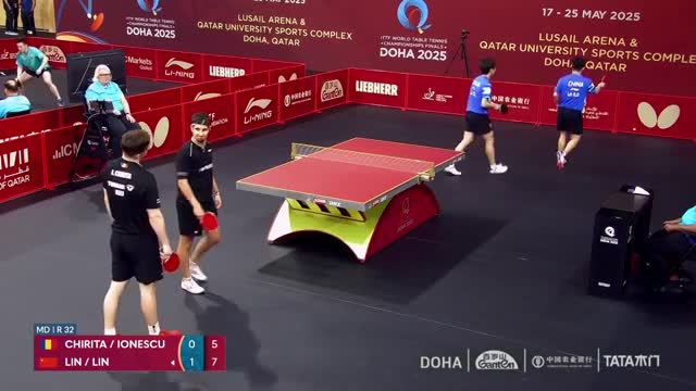 Campionatele Mondiale de Tenis de masă | Doha 2025: Chiriță/Ionescu vs. Lin/Lin