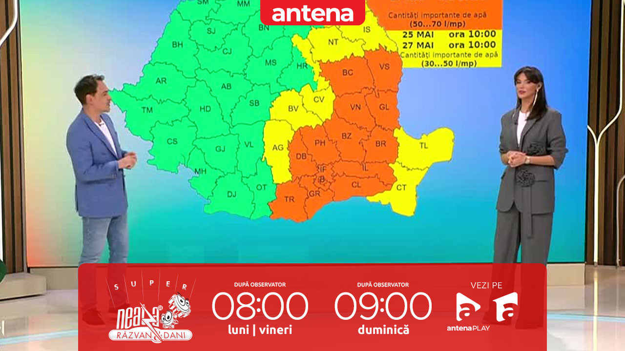 Super Neatza, 27 mai 2025. Prognoza meteo cu Ramona Olaru: Vreme rece, cu maxime care nu vor depăşi 22-23 de grade