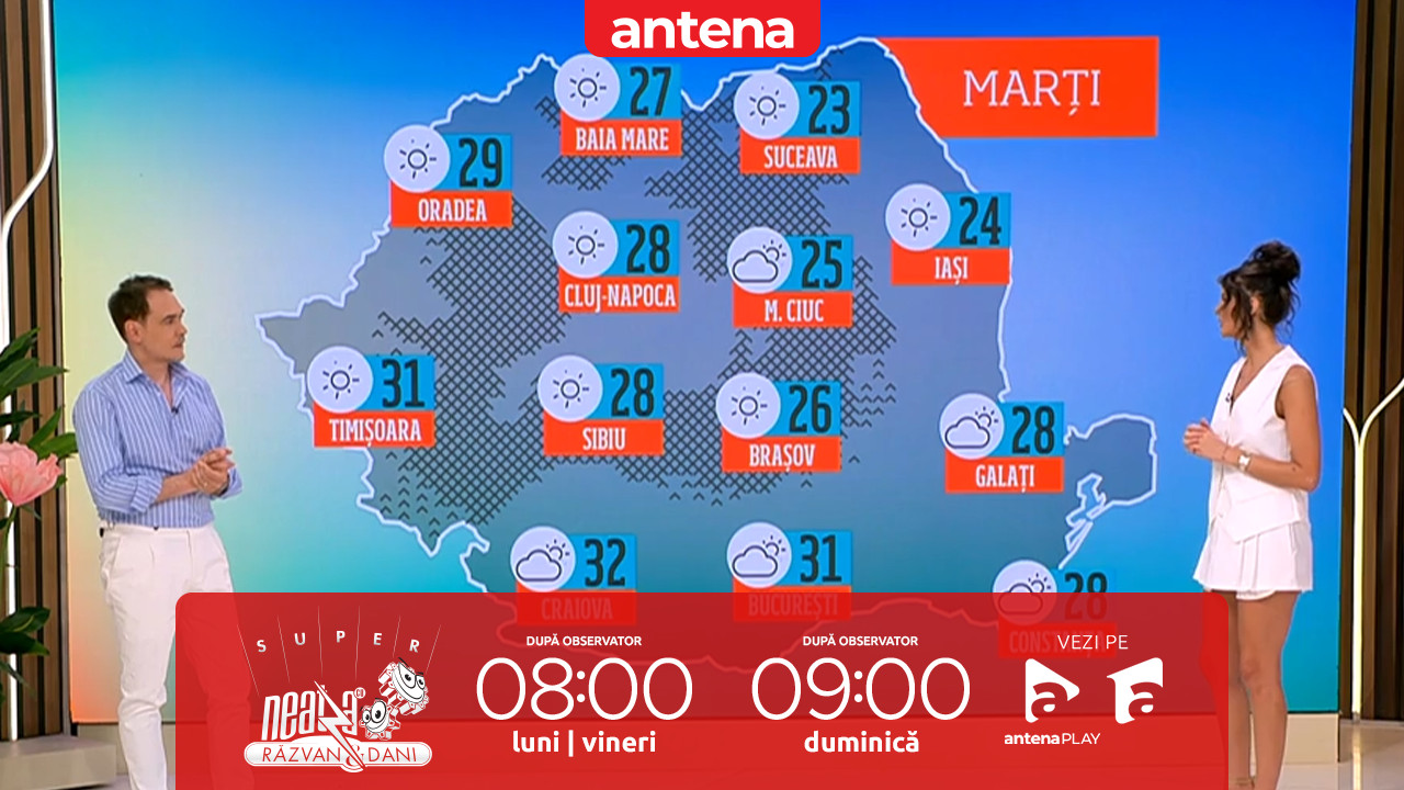 Super Neatza, 1 iulie 2025. Prognoza meteo cu Ramona Olaru: Maxime termice între 23 și 35 de grade