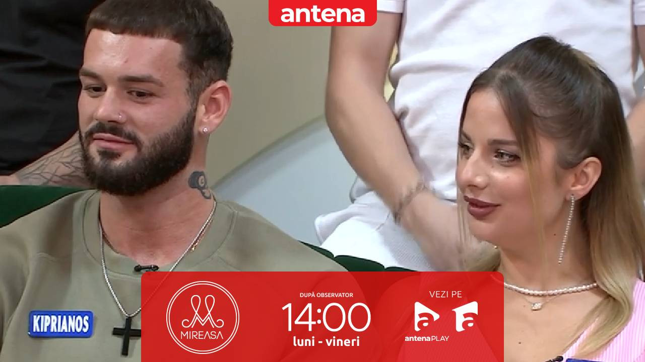 Mireasa sezonul 12, 15 septembrie 2025.  Kiprianos și Ștefania, primele discuții: &bdquo;Ești o persoană posesivă?&rdquo;