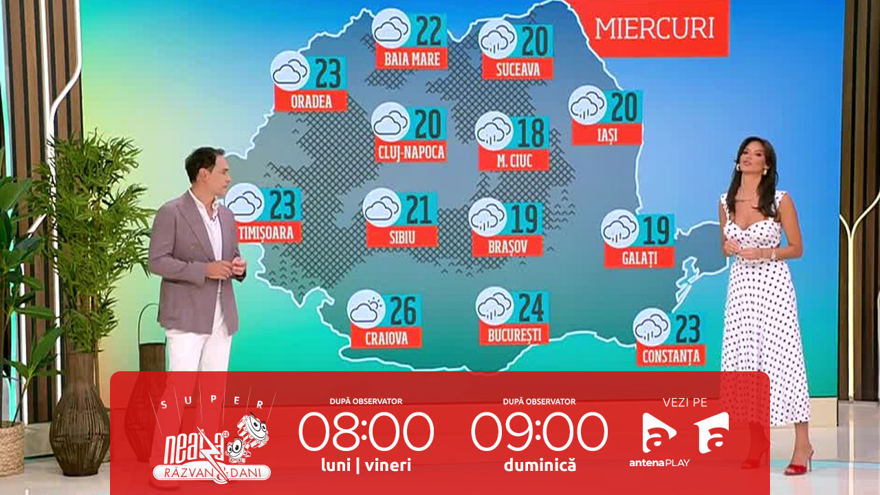 Super Neatza, 15 septembrie 2025. Prognoza meteo cu Ramona Olaru: Soare &icirc;n jumătatea de vest şi precipitaţii &icirc;n est şi sud-est