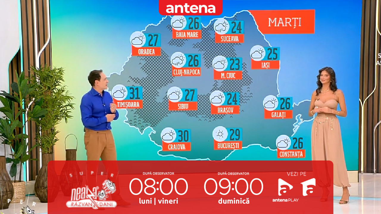 Super Neatza, 16 septembrie 2025. Prognoza meteo cu Ramona Olaru: Vreme caldă cu maxime de p&acirc;nă la 31 de grade