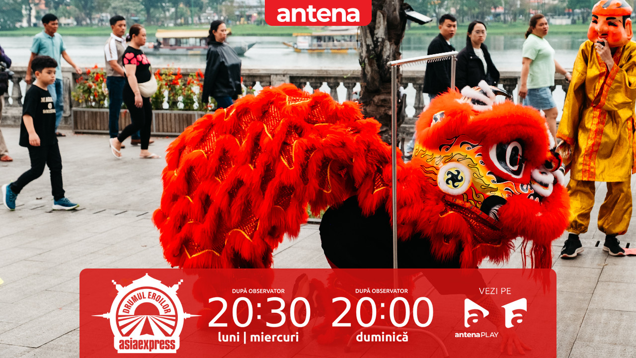 Asia Express, 16 octombrie 2025. Ultima parte a cursei a purtat vedetele într-o tradiție spectaculoasă a curții imperiale: dansul leului