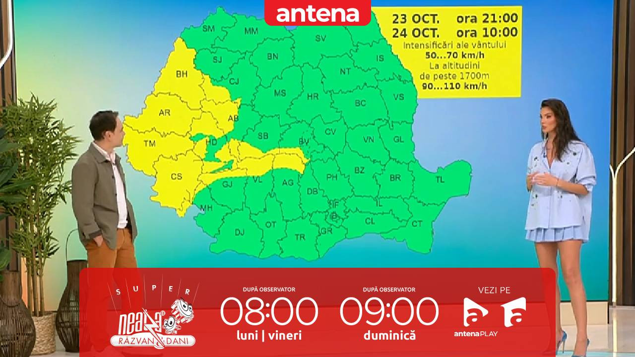 Super Neatza, 24 octombrie 2025. Prognoza meteo cu Ramona Olaru: Cod galben de intensificări ale vântului