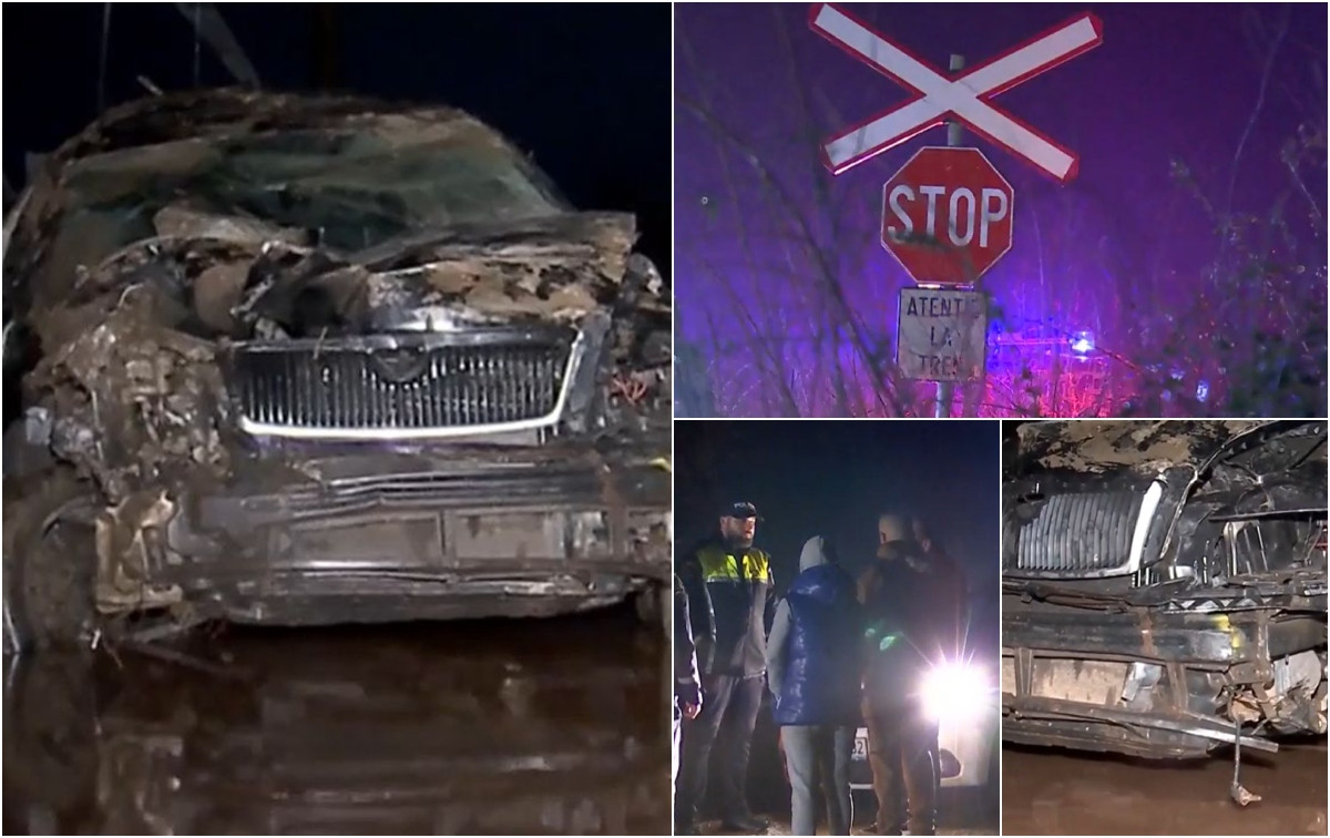 Patru morți și un rănit grav după ce o mașină a fost lovită de tren lângă București