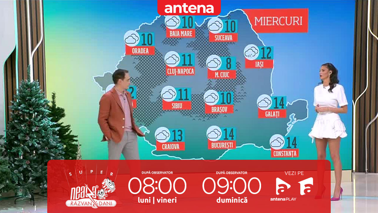 Super Neatza, 12 noiembrie  2025. Prognoza meteo cu Ramona Olaru: Temperaturile maxime se vor încadra între 8 şi 15 grade