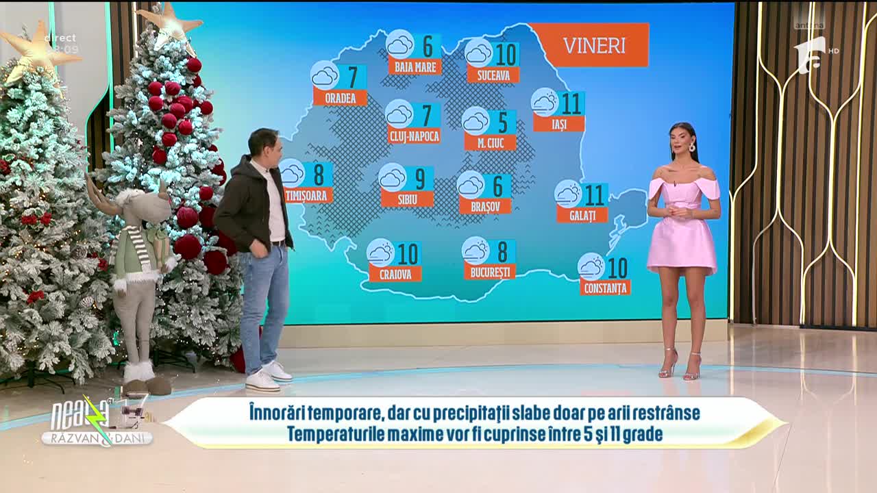 Super Neatza, 12 decembrie 2025. Prognoza meteo cu Ramona Olaru: Temperaturi cuprinse între 5 și 11 grade
