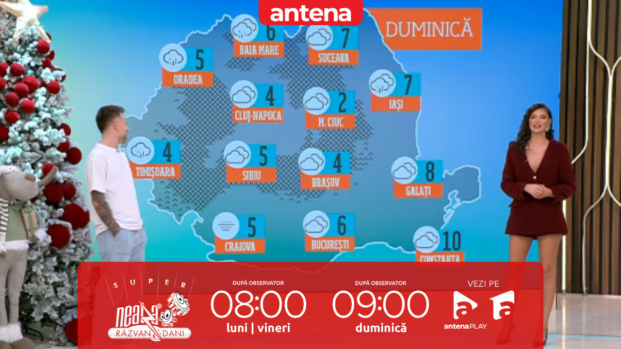 Neatza de Weekend, 14 decembrie 2025. Prognoza meteo cu Ramona Olaru: Precipitații slabe doar prin vest și nord