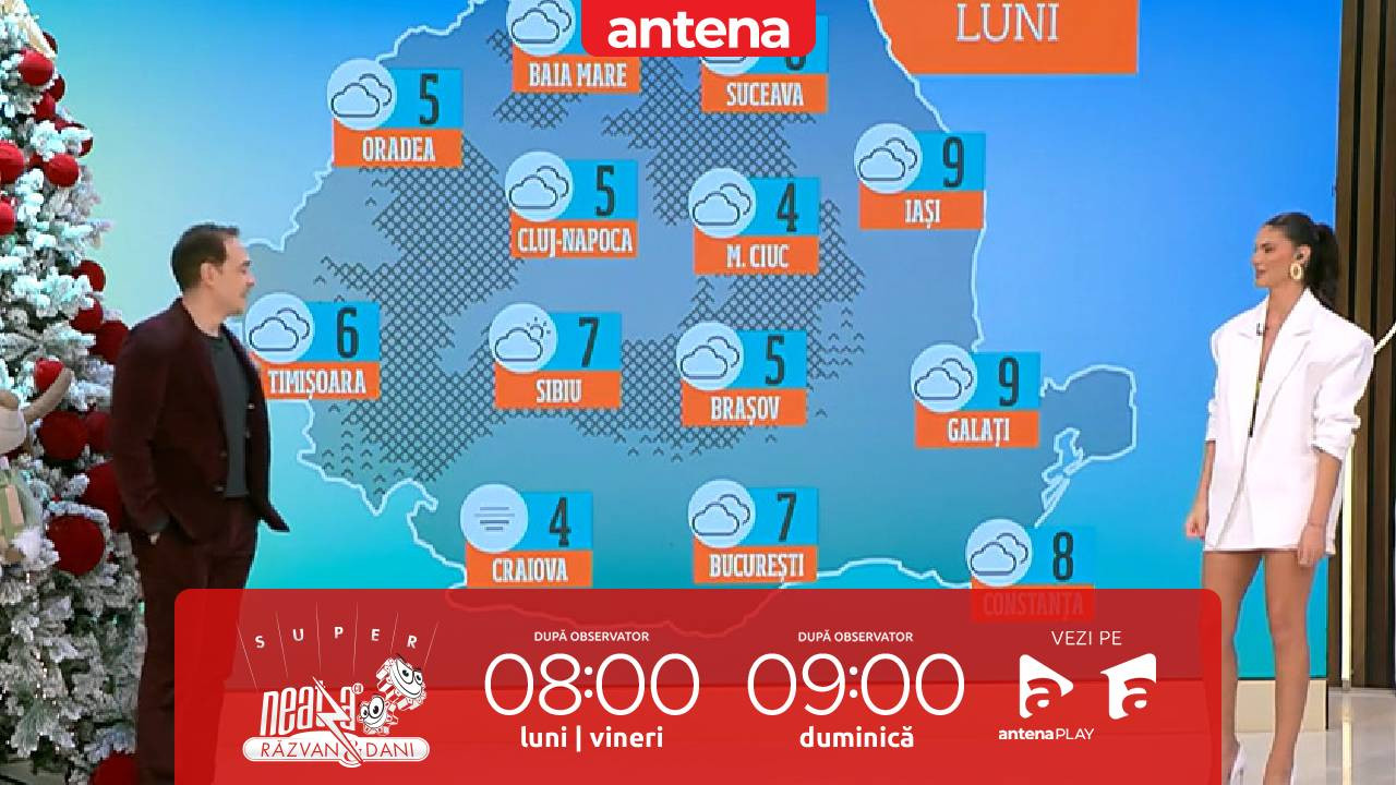 Super Neatza, 15 decembrie 2025. Prognoza meteo cu Ramona Olaru: Temperaturi cuprinse între 4 și 9 grade