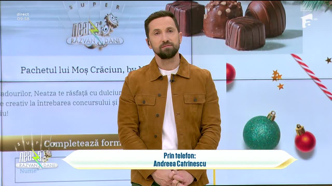 Super Neatza, 16 decembrie 2025. Concursul &bdquo;Pachetul lui Moș Crăciun&rdquo;! Ce a c&acirc;știgat Andreea Catrinescu