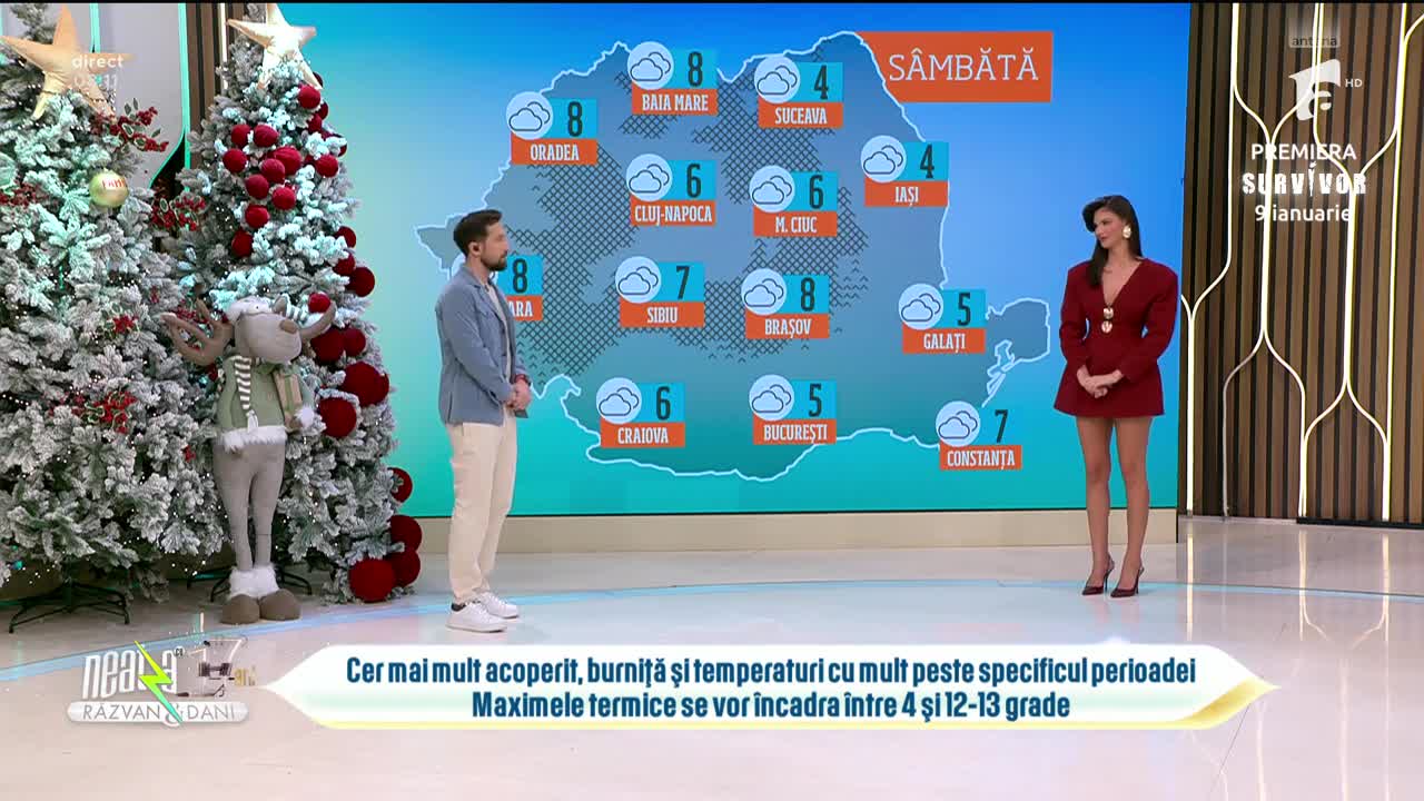 Super Neatza, 18 decembrie 2025. Prognoza meteo cu Ramona Olaru: Maxime termice &icirc;ntre 4 și 13 grade