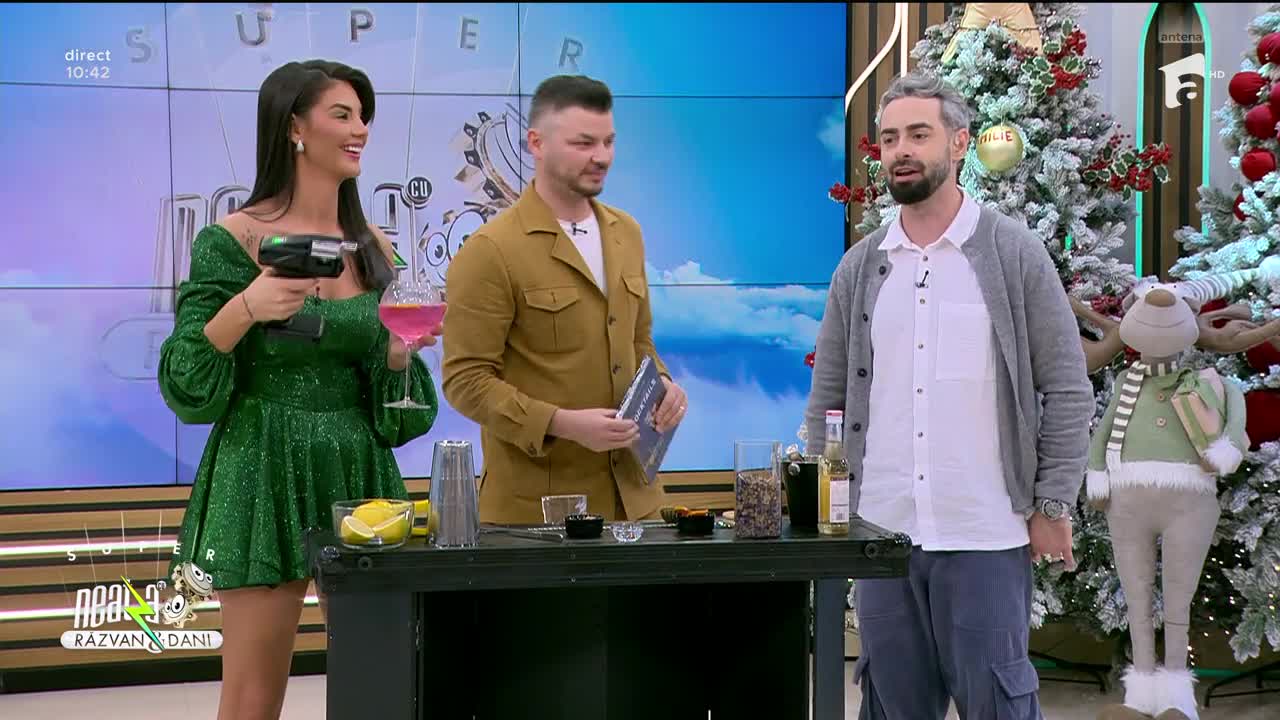 Super Neatza, 19 decembrie 2025. Luca Valentin, show spectaculos de Flair Bartending. Cocktailul vedetă al sărbătorilor