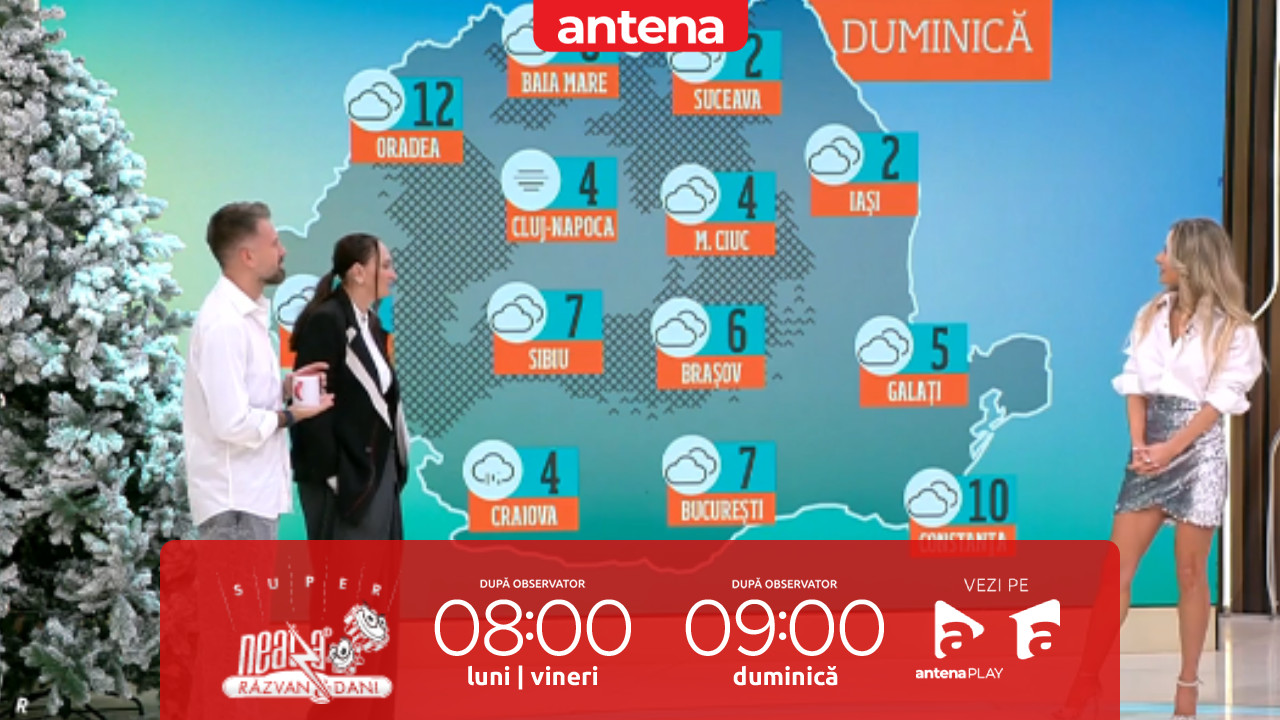 Neatza de Weekend, 25 ianuarie 2026. Prognoza meteo cu Flavia Mihășan: Cerul va fi acoperit de nori și va ploua &icirc;n vest, sud și centru