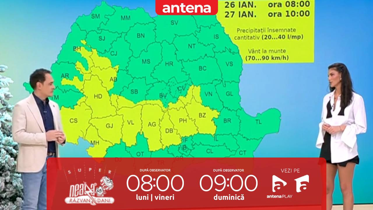 Super Neatza, 26 ianuarie 2026. Prognoza meteo cu Ramona Olaru:  Vreme caldă, dar ploioasă!