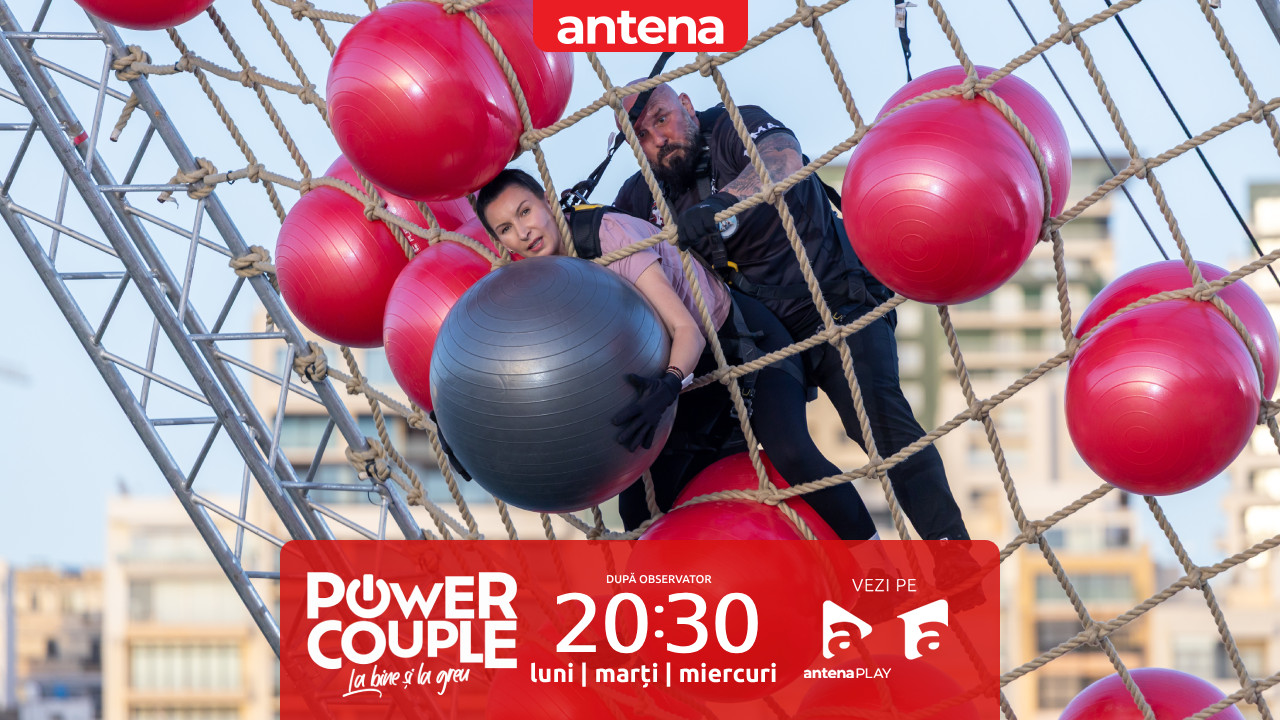 Power Couple Rom&acirc;nia, 18 februarie 2026. Luiza și Cătălin Zmărăndescu, familia bombardier, au escaladat scara cu mingi! C&acirc;te puncte au str&acirc;ns