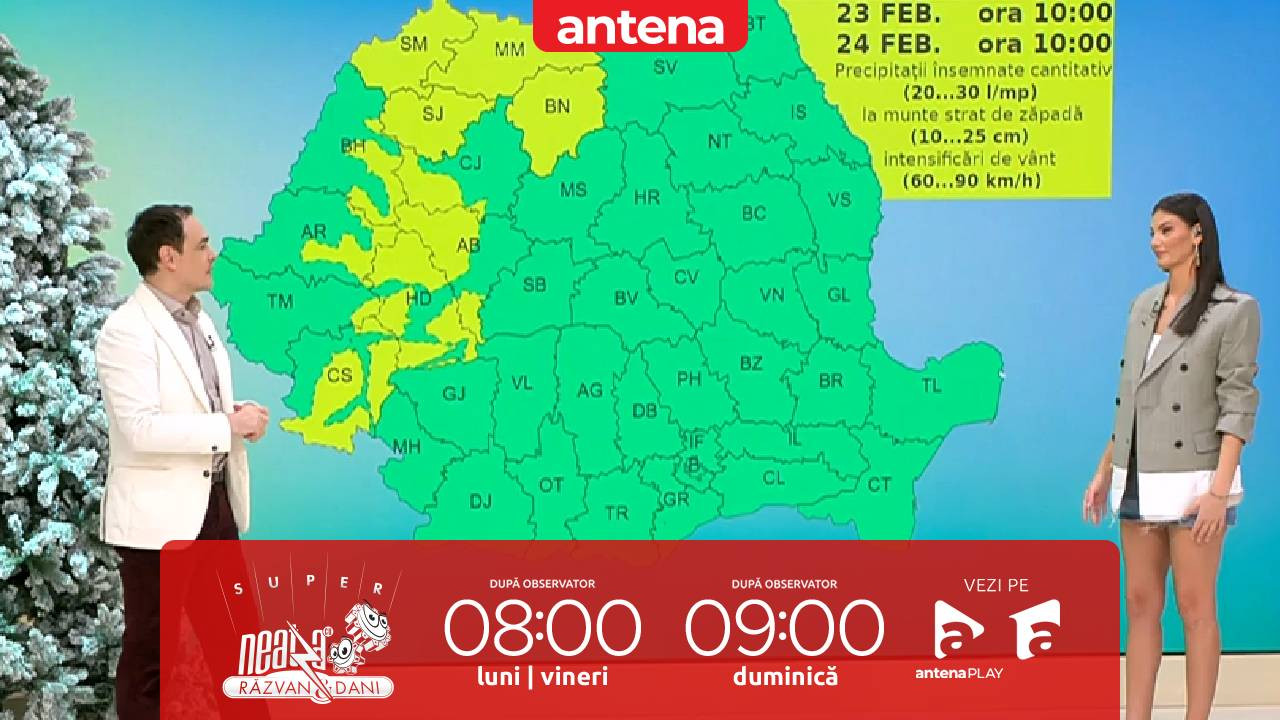 Super Neatza, 24 februarie 2026. Prognoza meteo cu Ramona Olaru: V&acirc;ntul va sufla cu p&acirc;nă la 110 km/h &icirc;n Banat