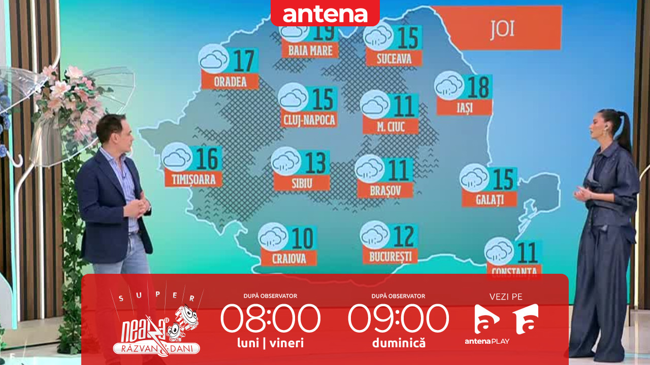 Super Neatza. Prognoza meteo cu Ramona Olaru: Unde sunt anunțate ploi cu aspect de aversă şi intensificări ale v&acirc;ntului