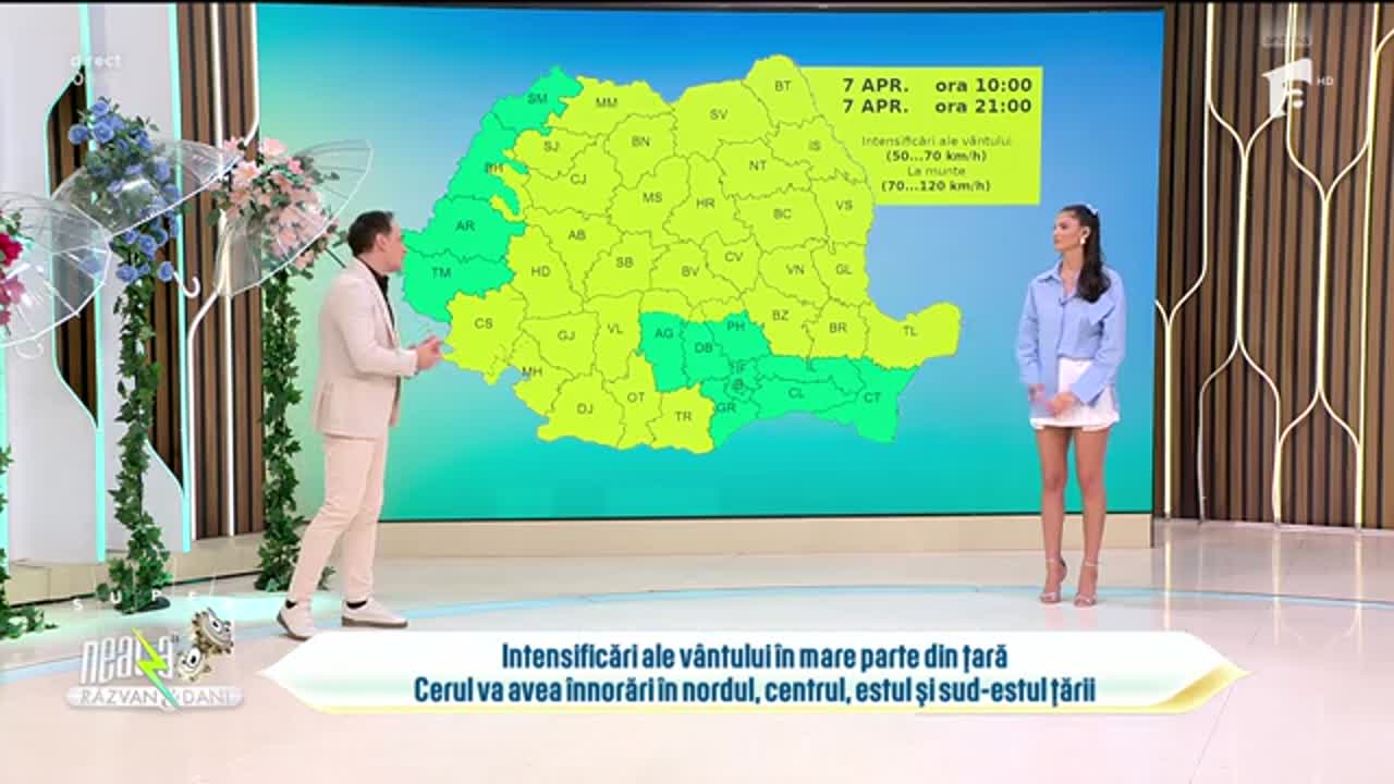 Super Neatza. Prognoza meteo cu Ramona Olaru: V&acirc;ntul se intensifică &icirc;n toată țara