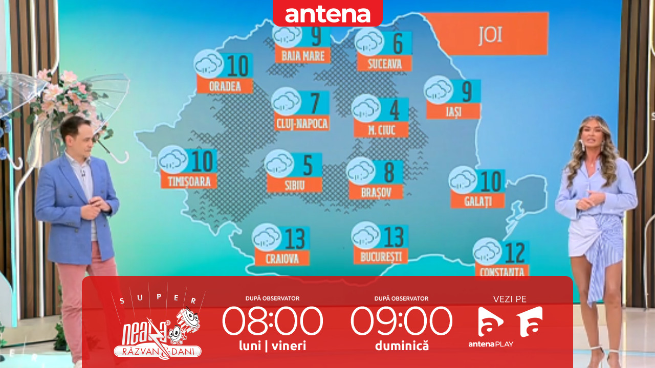 Super Neatza. Prognoza meteo cu Diana Munteanu: Cer noros și precipitații &icirc;n toată țara