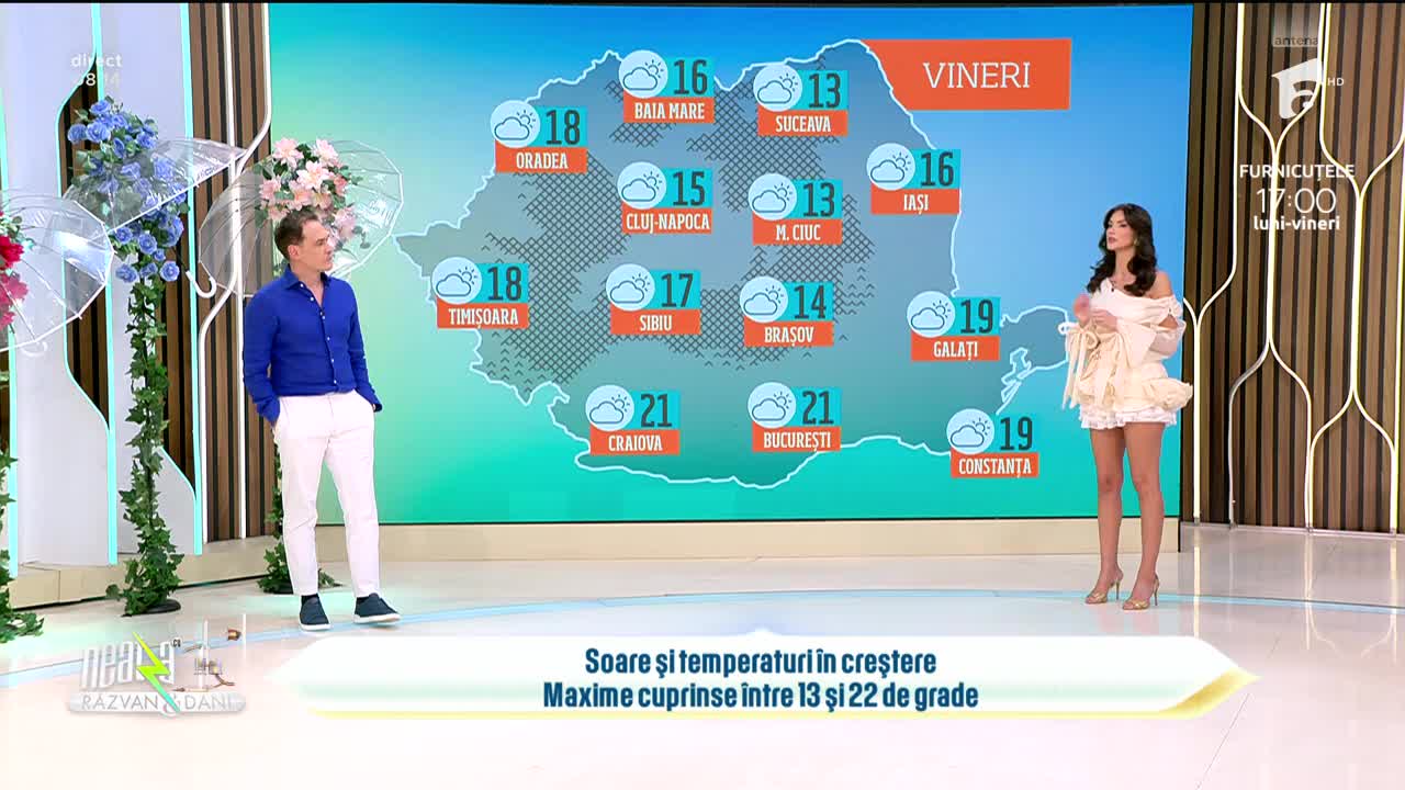 Super Neatza. Prognoza meteo cu Ramona Olaru: Maxime cuprinse &icirc;ntre 13 și 22 de grade