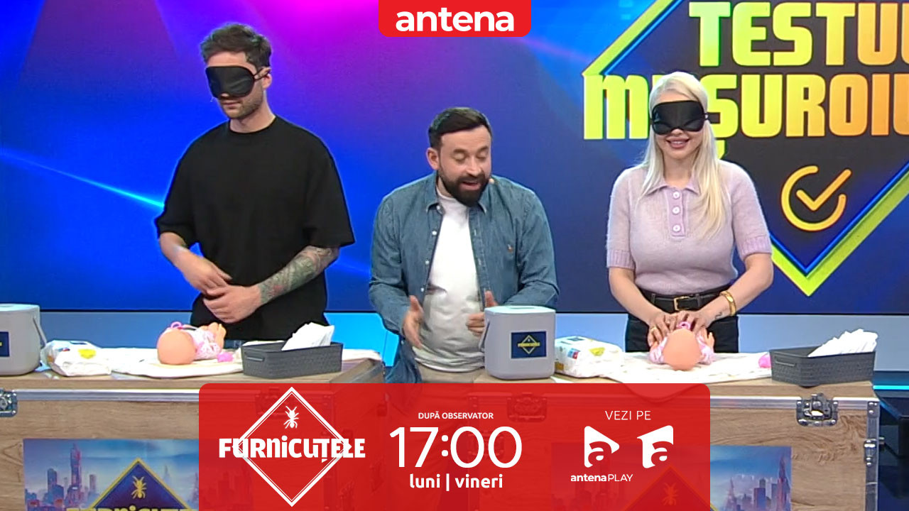 Furnicuțele 2026. Carmen Grebenișan și Cristian Vereș, momente haioase &icirc;n timpul testului de schimbat scutece