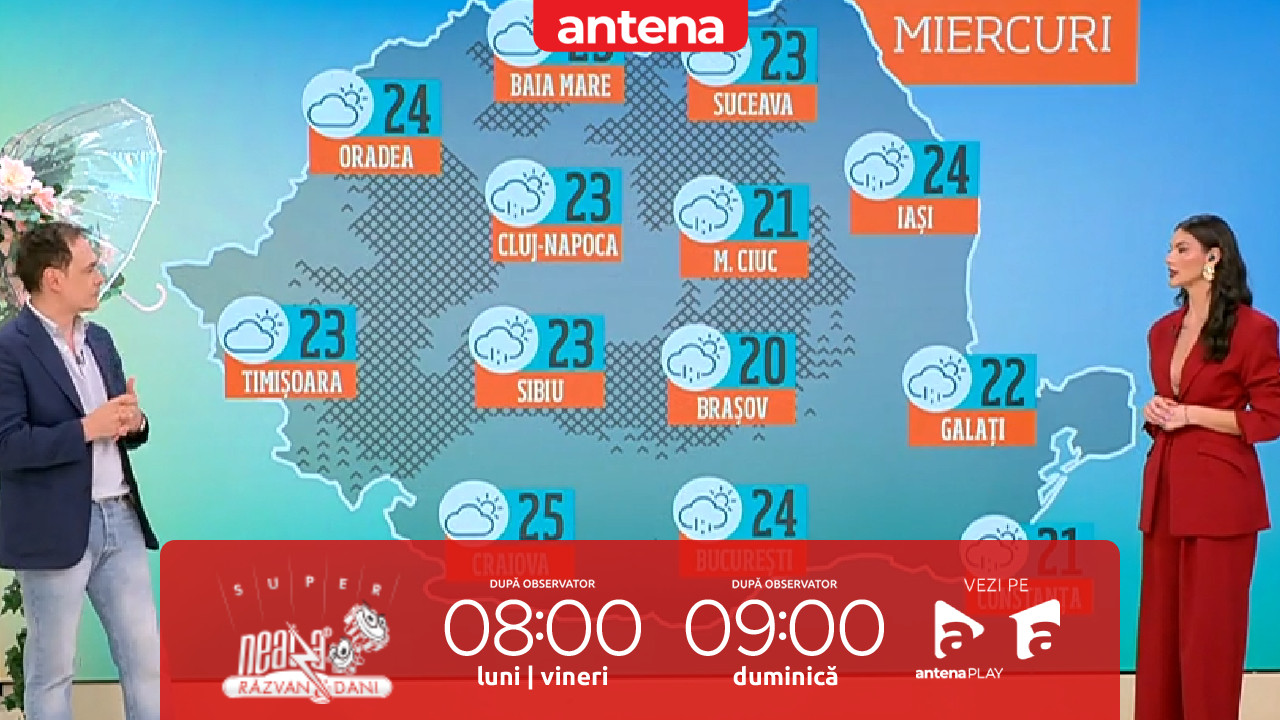 Super Neatza. Prognoza meteo cu Ramona Olaru: Se anunță ploi &icirc;n estul și sud-estul țării