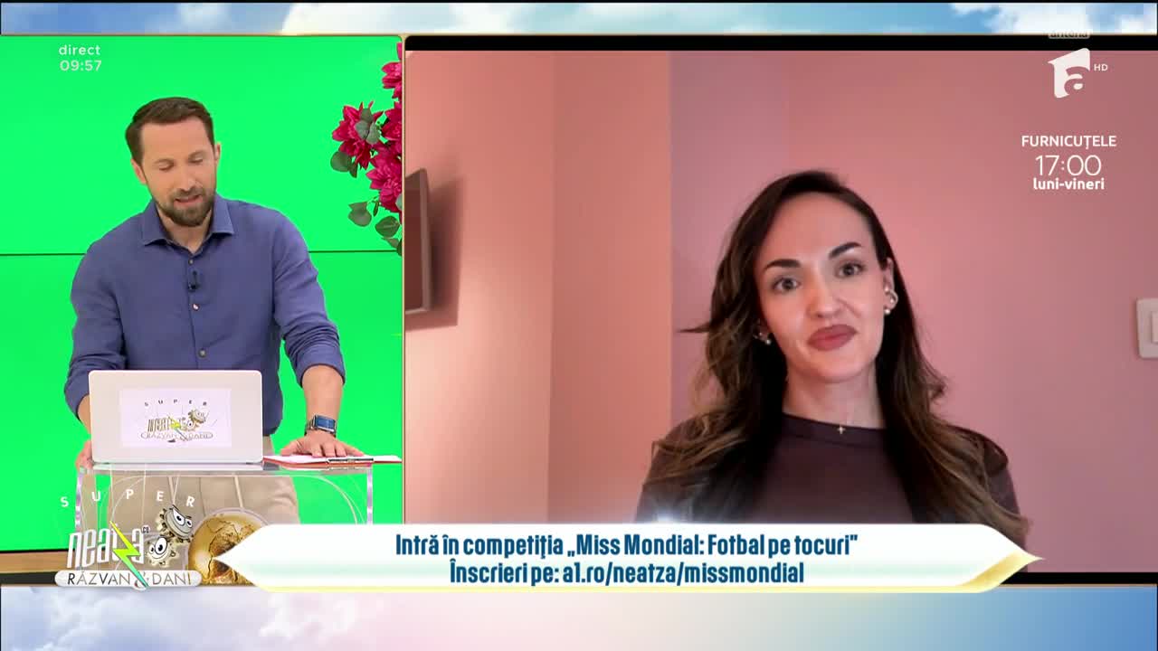Super Neatza. Competiția "Miss Mondial: Fotbal pe tocuri". Roxana Bors, candidata zilei