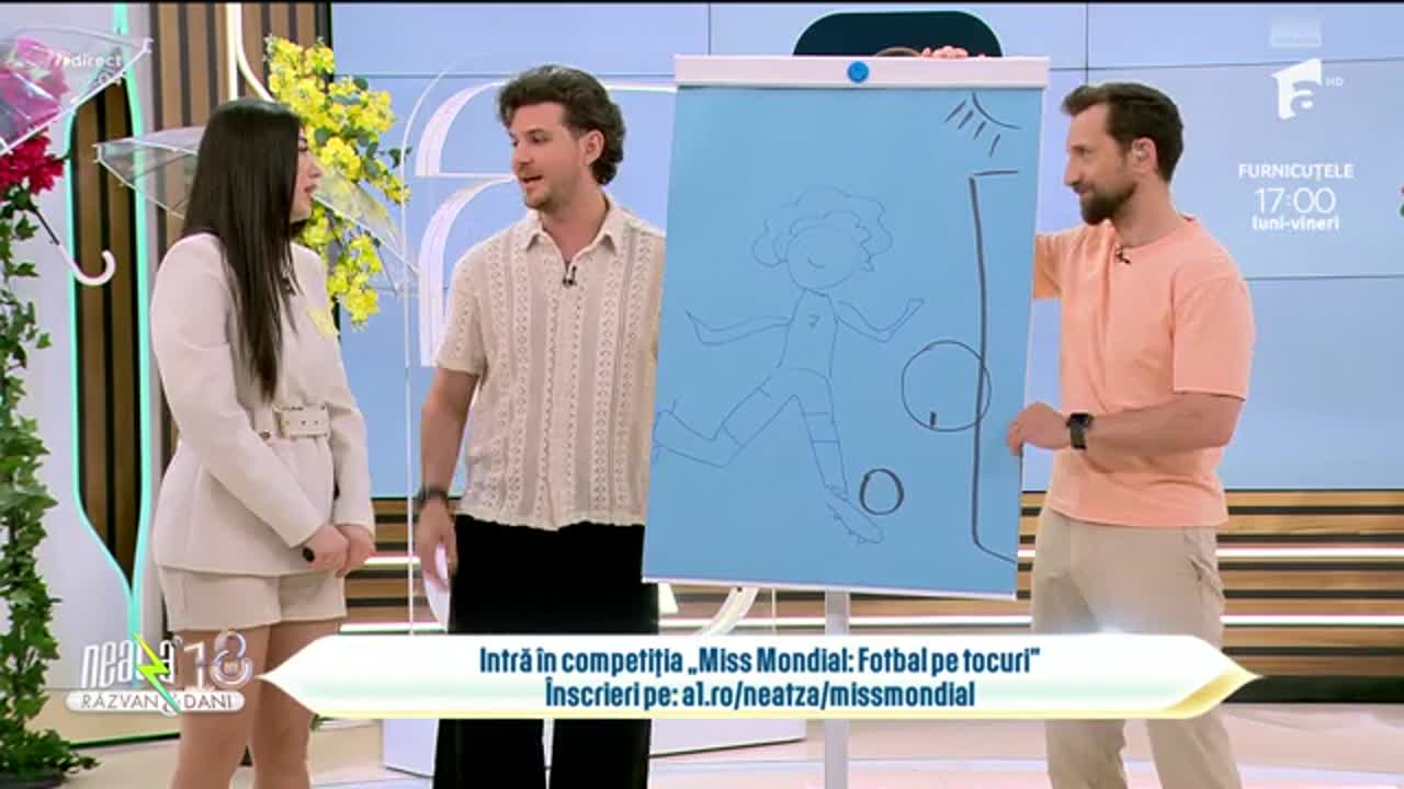 Super Neatza. Jocuri amuzante la competiția "Miss Mondial: Fotbal pe tocuri" pentru Evelin, Antonia și Iulia