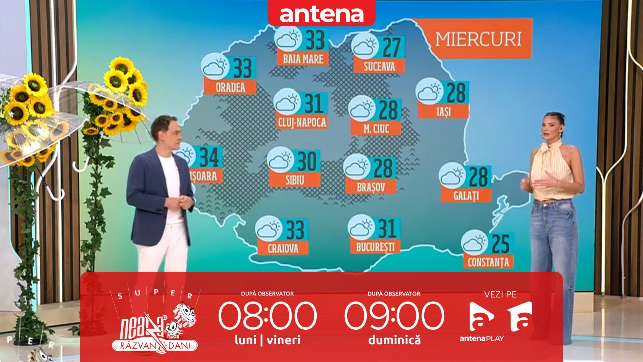 Super Neatza. Prognoza meteo cu Ramona Olaru: Vreme caldă, cu maxime de p&acirc;nă la 34 de grade