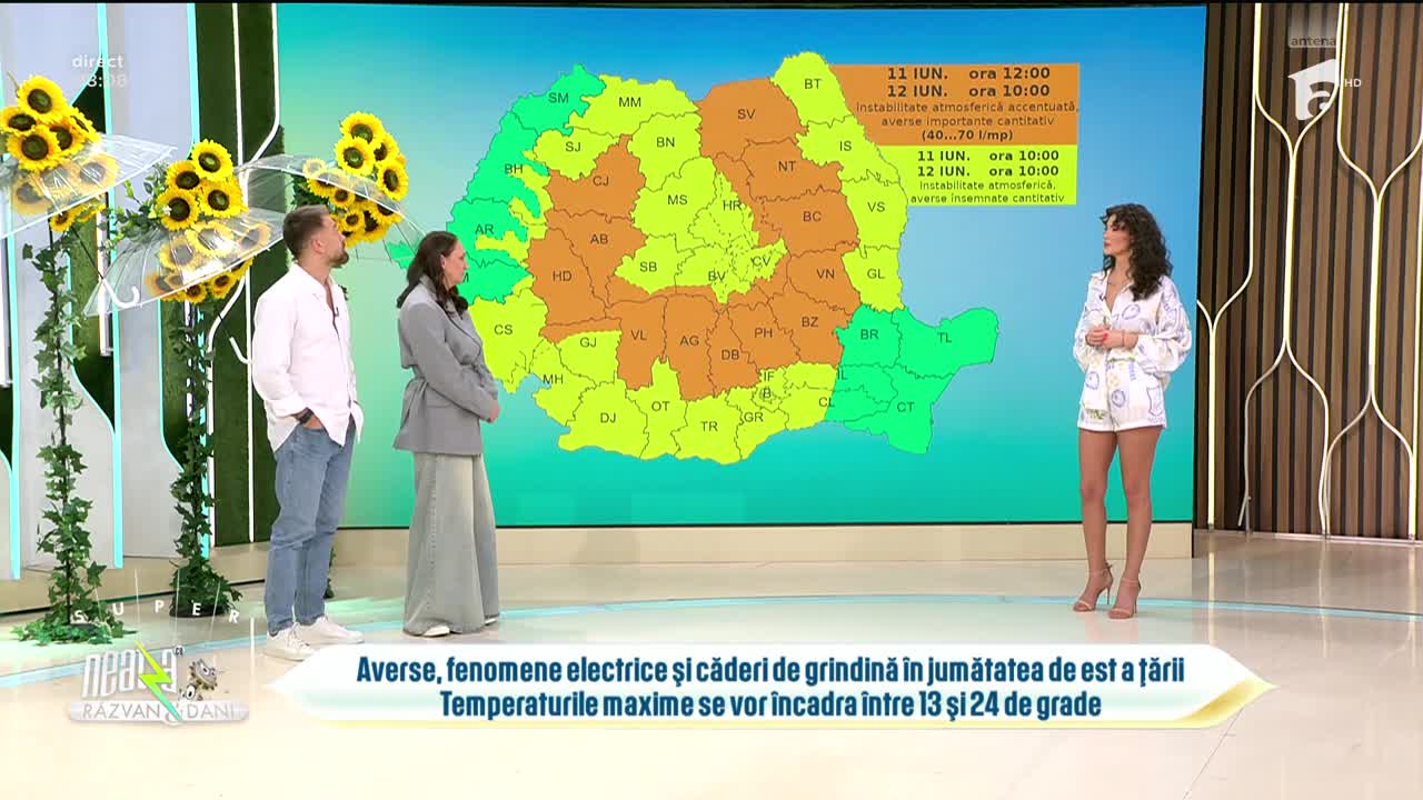 Super Neatza. Prognoza meteo cu Ramona Olaru: Averse, fenomene electrice şi căderi de grindină
