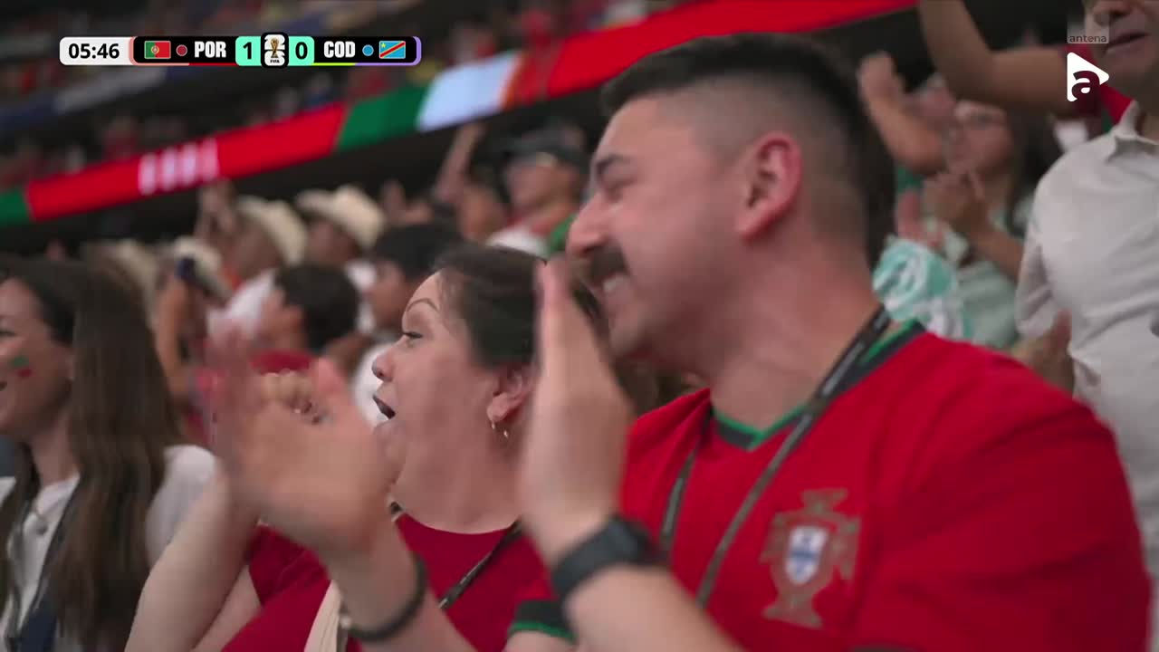 Joao Neves deschide scorul cu o lovitură de cap, după centrarea perfectă a lui Pedro Neto | Portugalia - DR Congo