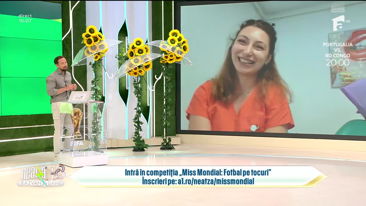 Super Neatza. Competiția &bdquo;Miss Mondial: Fotbal pe tocuri&rdquo;. Georgiana Podoreanu, candidata zilei