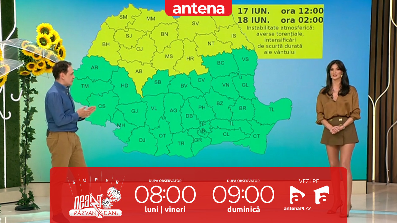Super Neatza. Prognoza meteo cu Ramona Olaru: Vreme instabilă, cu averse, vijelii şi căderi de grindin&auml;
