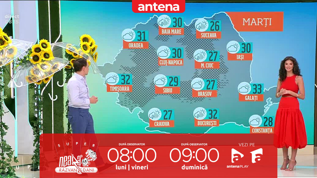 Super Neatza. Prognoza meteo cu Ramona Olaru: Temperaturi ridicate, furtuni şi căderi de grindină!