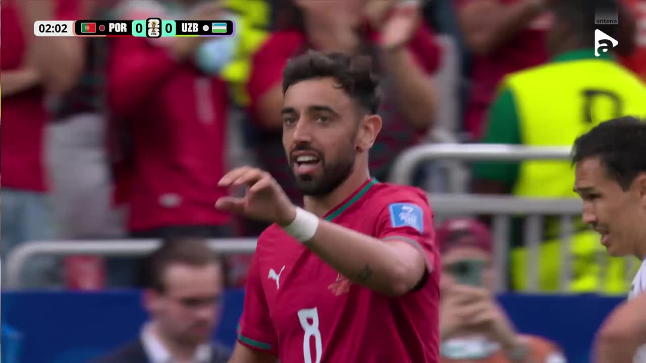 Bruno Fernandes încearcă poarta, dar șutul trece peste transversală | Portugalia - Uzbekistan