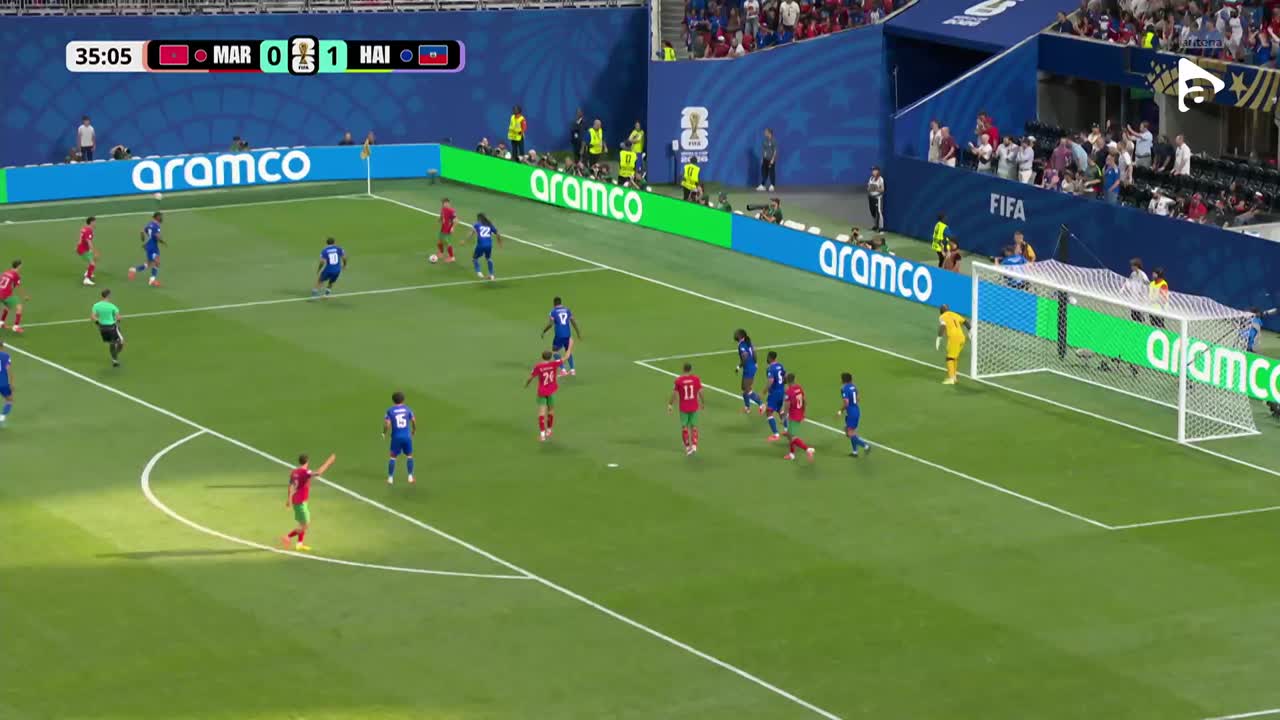 Brahim Diaz centrează, Saibari reia cu capul, dar ratează ținta | Maroc - Haiti