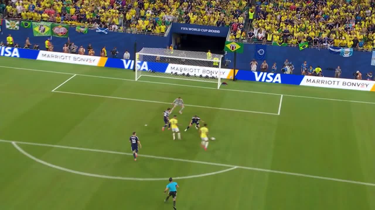 Gol Matheus Cunha! Finalizare precisă din careu, &icirc;n urma unei acțiuni excelente (min. 60) | Scoția - Brazilia