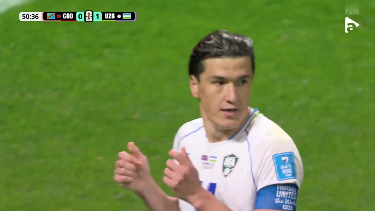 Eldor Shomurodov putea reuși dubla, dar șutul său trece peste poartă | RD Congo - Uzbekistan