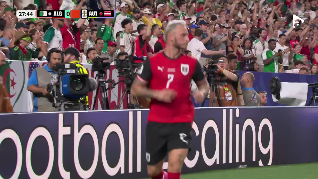 Austria deschide scorul! Alaba oferă o centrare excelentă, iar Arnautovic controlează și înscrie cu un șut precis | Algeria - Austria