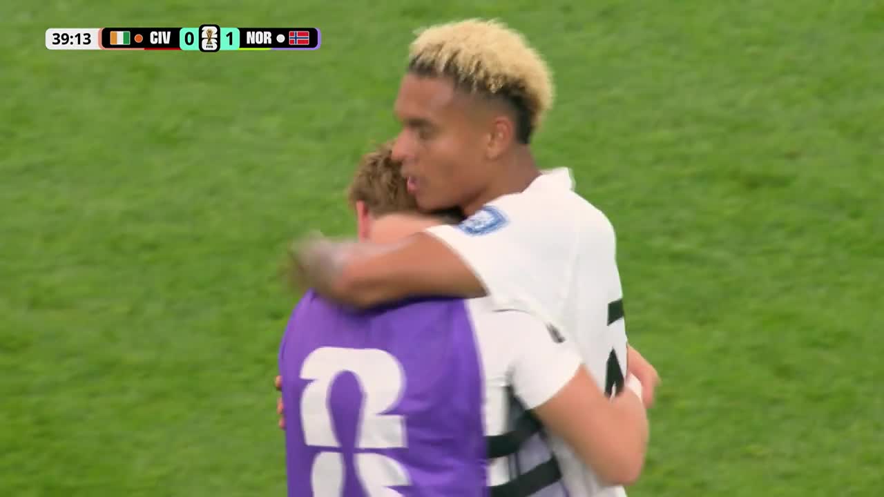 GOL Norvegia! Antonio Nusa deschide scorul cu un șut superb (min. 40) | Coasta de Fildeș - Norvegia
